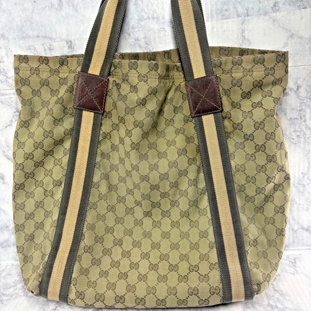 Rare Green Gucci Tote Bag Large GG Canvas Baby School Teacher Sports Travel City